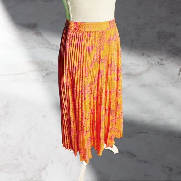 NWT Tanya Taylor ‘Jeana’ Skirt in Orange & Pink Colorblock Floral Ikat Size 2 - Picture 10 of 16